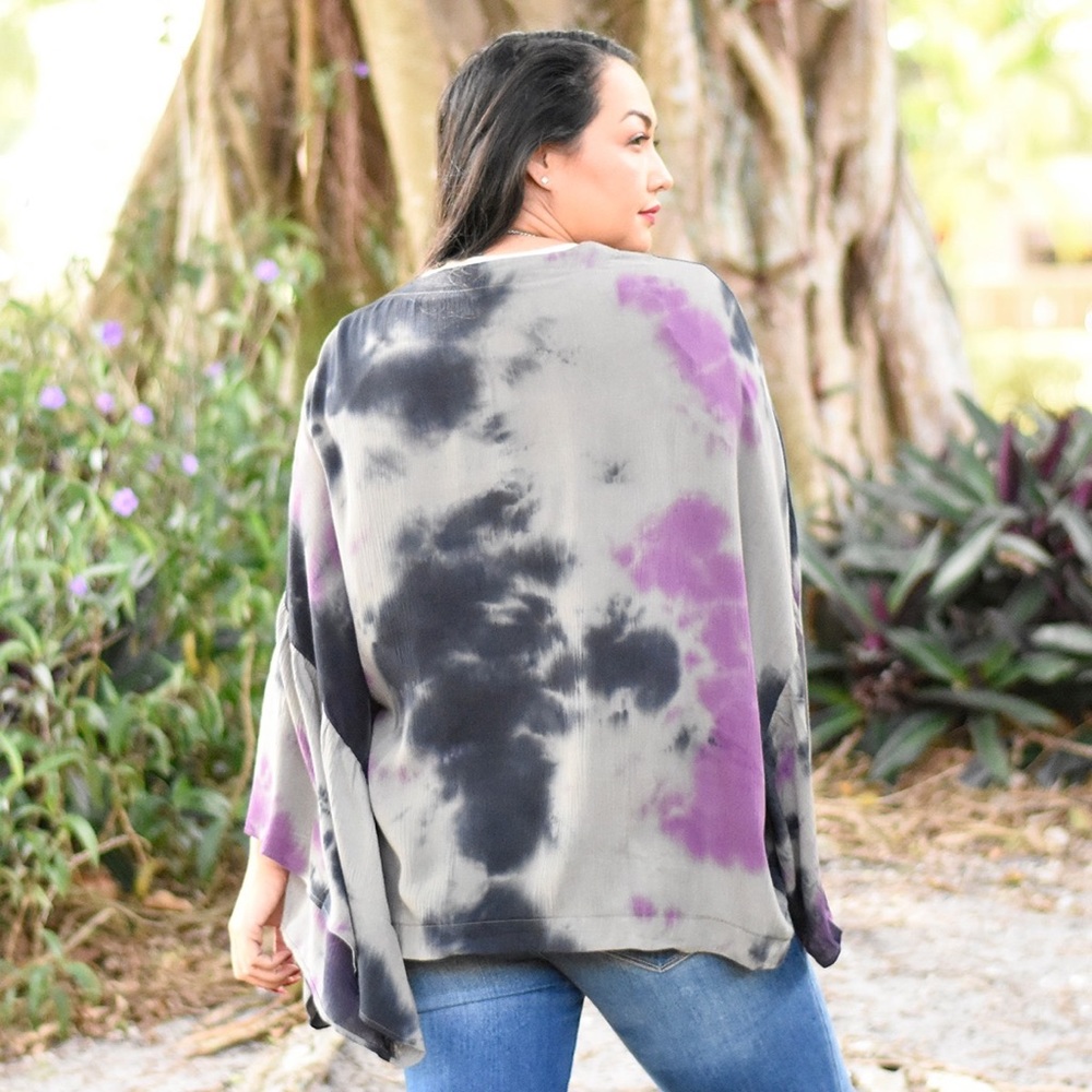 Olive & Purple Tie Dye Kimono - Picture 3 of 3